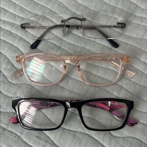 Stylish Eyeglasses Trio - Black Muti, Apricot, Clear